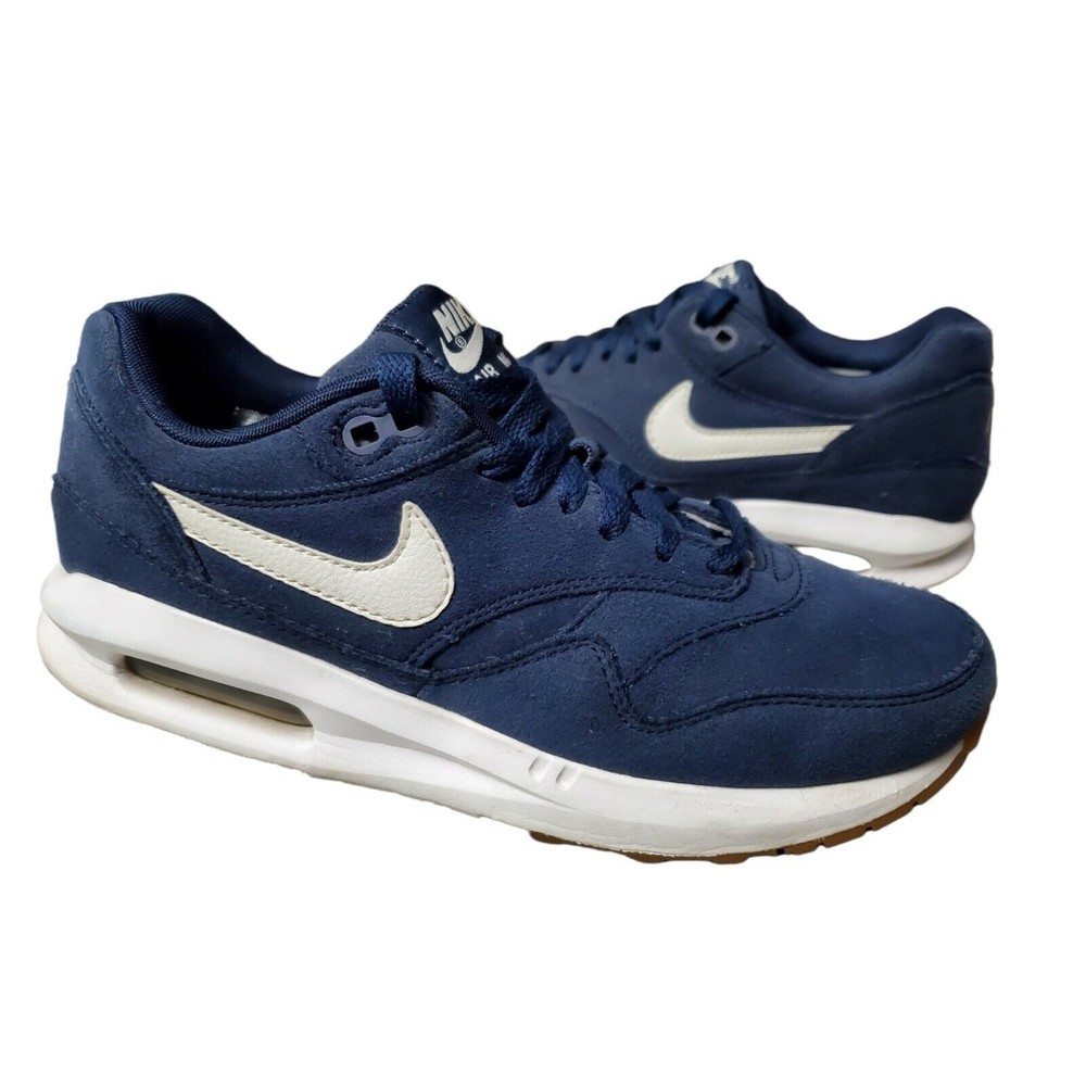 Nike Air Max 1 Lunar ID WMNS Sz 7.5 Shoes Suede Blue White NYC 22 EMBROIDERED